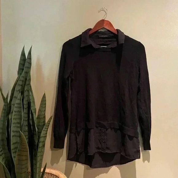 ADRIANA PAPELL BLACK SWEATER BLOUSE S - Picture 2 of 4